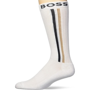 BOSS Men’s Iconic Quarter Length Ribbed Socks(Bright White)