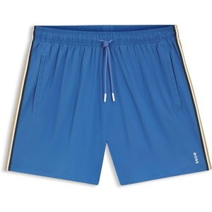 BOSS Men’s Iconic Stripe Swim Trunks(Bright Blue 436)