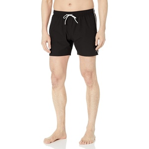 BOSS Men’s Iconic Stripe Swim Trunks(Dark Black)