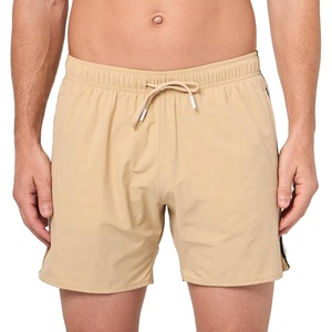 BOSS Men’s Iconic Stripe Swim Trunks(Dessert Beige)