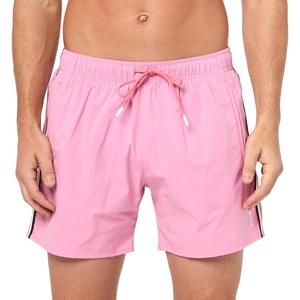 BOSS Men’s Iconic Stripe Swim Trunks(Fresh Watermelon Pink)