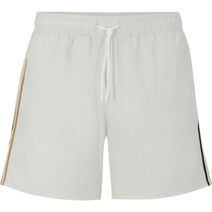 BOSS Men’s Iconic Stripe Swim Trunks(Grey)