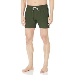 BOSS Men’s Iconic Stripe Swim Trunks(Kale Green)