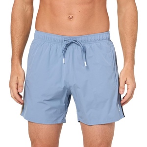 BOSS Men’s Iconic Stripe Swim Trunks(Light Blue Berry)