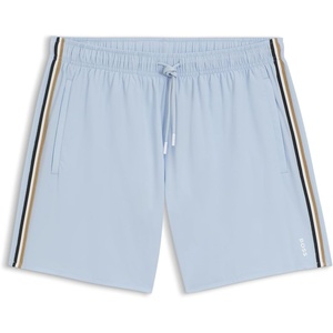 BOSS Men’s Iconic Stripe Swim Trunks(Light/Pastel Blue 456)