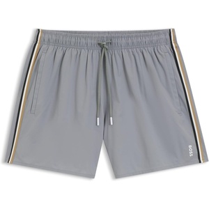 BOSS Men’s Iconic Stripe Swim Trunks(Open Grey 079)