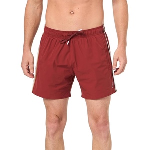 BOSS Men’s Iconic Stripe Swim Trunks(Russet Brown)