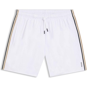 BOSS Men’s Iconic Stripe Swim Trunks(White100)