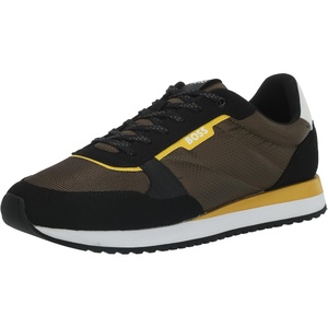 BOSS Men’s Kai Retro Low Profile Sneakers(Burnt Umber/Yellow/Black)