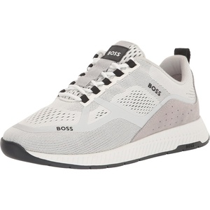 BOSS Men’s Mesh Mix Running Sneakers(Bright Chalk)
