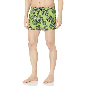 BOSS Mens Pattern Short Length Swim Trunks(Tropical Lime)