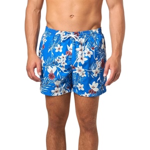 BOSS Men’s Reev Tropical Print Swim Trunks 4.75″(Nautical Blue)
