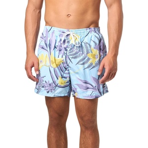 BOSS Men’s Reev Tropical Print Swim Trunks 4.75″(Purple Sage Flowers)