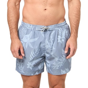 BOSS Men’s Reev Tropical Print Swim Trunks 4.75″(Silver Grey Floral)