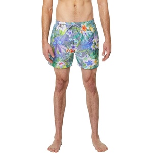 BOSS Men’s Reev Tropical Print Swim Trunks 4.75″(Tropical Lilac Purple)