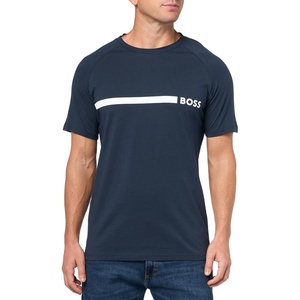 BOSS Men’s Repeat Logo Cotton T-Shirt(Dark Plum Blue)