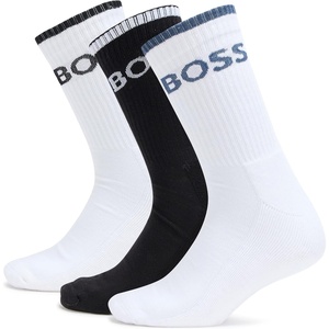 BOSS Men’s Six Pack Quarter Length Socks With Banded Branding(White Bone/White Bone/Black Dusk/Black Dusk/White Bone/White Bone)