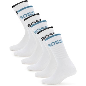 BOSS Men’s Six Pack Quarter Length Socks With Banded Branding(White Crema)