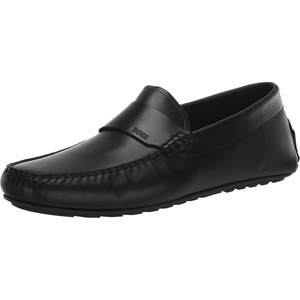 BOSS Men’s Smooth Leather Slip on Drivers(Black Storm)