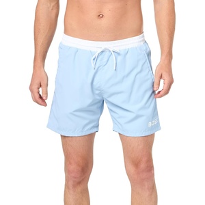 BOSS Men’s Standard Medium Length Solid Swim Trunk(Chambray Blue)