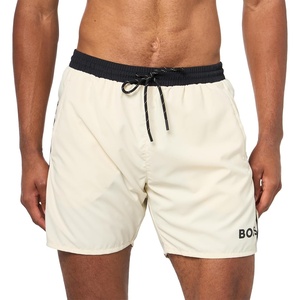 BOSS Men’s Standard Medium Length Solid Swim Trunk(Crème Brule)