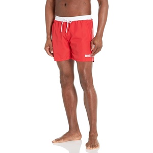BOSS Men’s Standard Medium Length Solid Swim Trunk(Garnet Red)