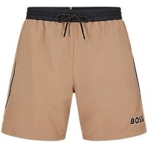 BOSS Men’s Standard Medium Length Solid Swim Trunk(Iconic Camel)