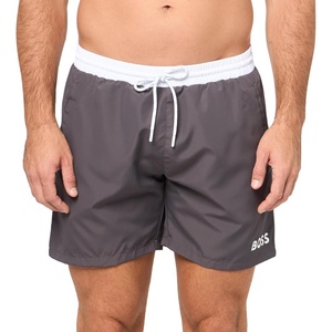 BOSS Men’s Standard Medium Length Solid Swim Trunk(Magnet Grey)