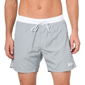 BOSS Men’s Standard Medium Length Solid Swim Trunk(Moonrock Grey)