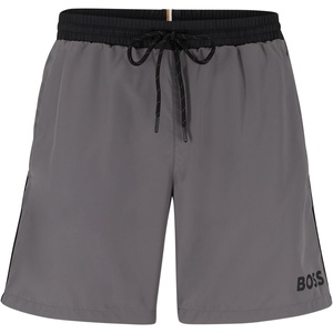 BOSS Men’s Standard Medium Length Solid Swim Trunk(Nickle Grey)