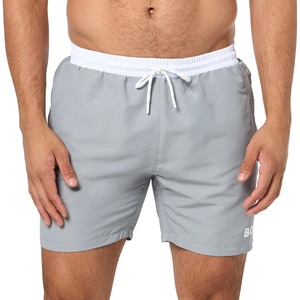 BOSS Men’s Standard Medium Length Solid Swim Trunk(Silver Grey)