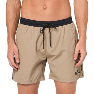 BOSS Men’s Standard Medium Length Solid Swim Trunk(Toasted Pine Nuts)