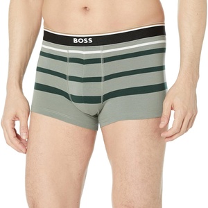 BOSS Men’s Striped Pattern Cotton Trunks(Pepper Stem Green / Dark Earth Green & Salt Stripes)