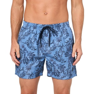 BOSS Men’s Tropical Print Swim Trunks(Light Blue Palm Leaf)