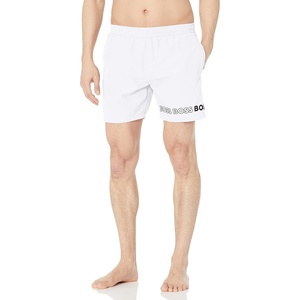 BOSS Men’s Vertical Logo Swim Trunks(Cloud White)