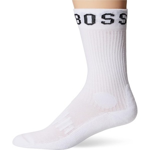 BOSS mens 2-pack Bold Logo Solid Cotton Socks(Blanche)