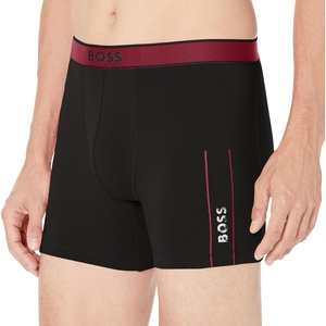BOSS mens Boxer Brief 24 Logo(Dark Black / Cabernet)
