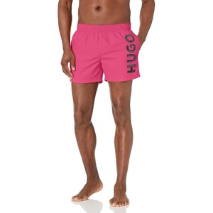 Hugo Men’s Vertical Logo Swim Trunks(Bright Magenta / Solid Black)