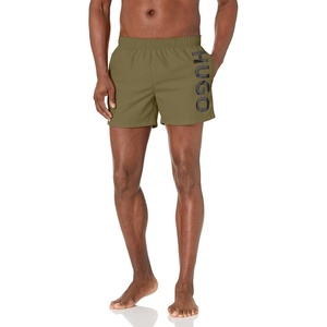 Hugo Men’s Vertical Logo Swim Trunks(Pepper Stem Green / Solid Black)