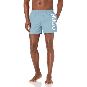 Hugo Men’s Vertical Logo Swim Trunks(Soft Blue / Bright Alabaster)