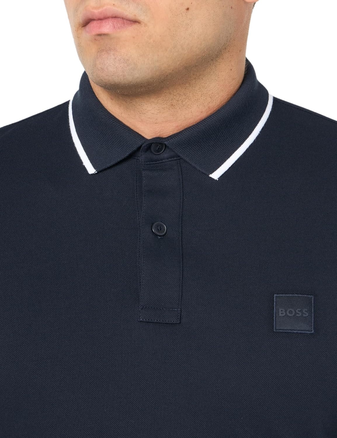 image:imageBOSS Mens Square Patch Logo Slim Fit Cotton Polo ShirtSpace Blue