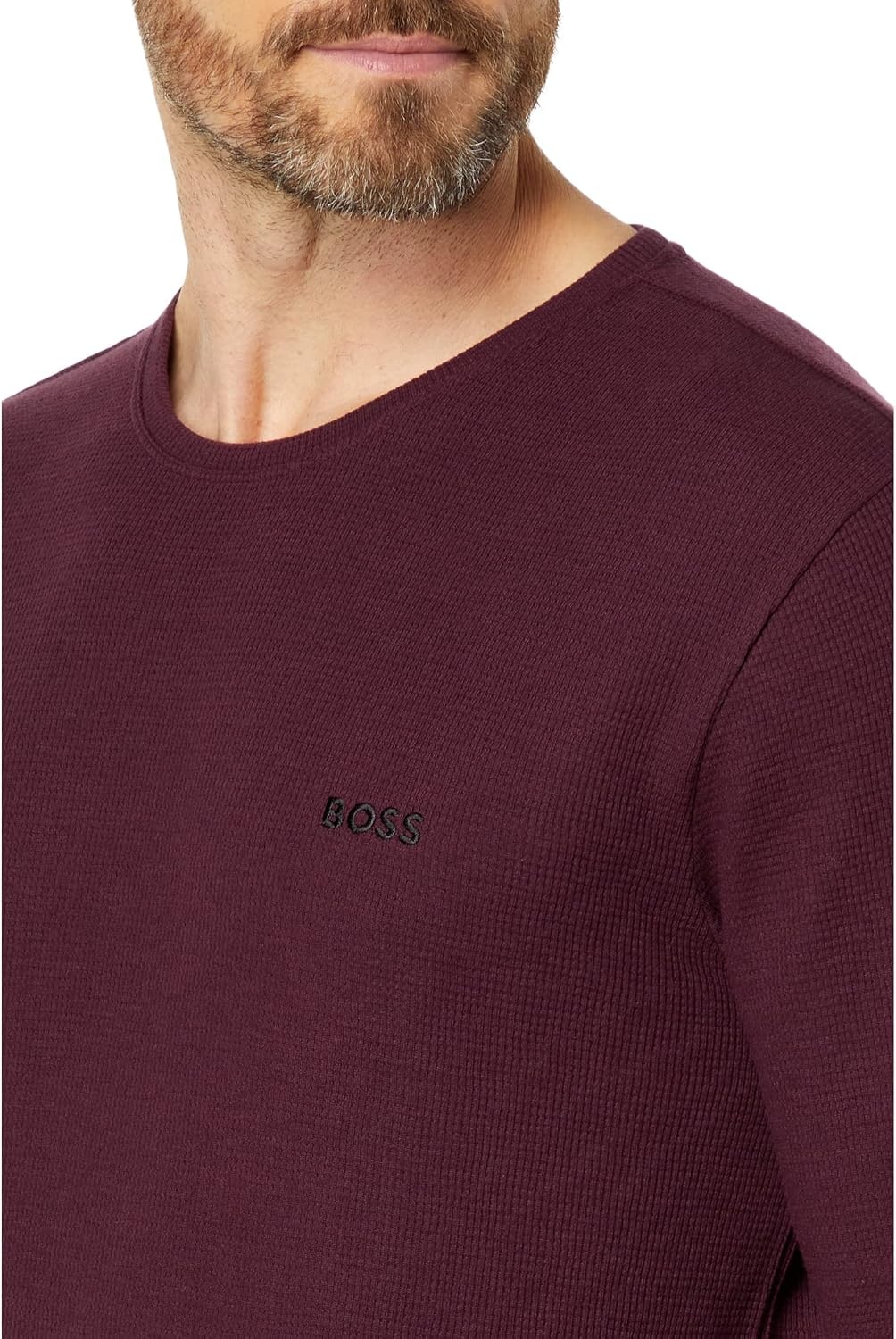 image:imageBOSS Mens Waffle Long Sleeve ShirtEggplant