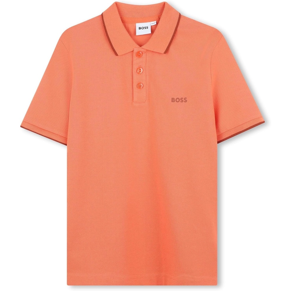 image:imageBOSS Boys Short Sleeve Knit Polo Shirt Soft and Breathable School Uniform with Striped CollarBright Red