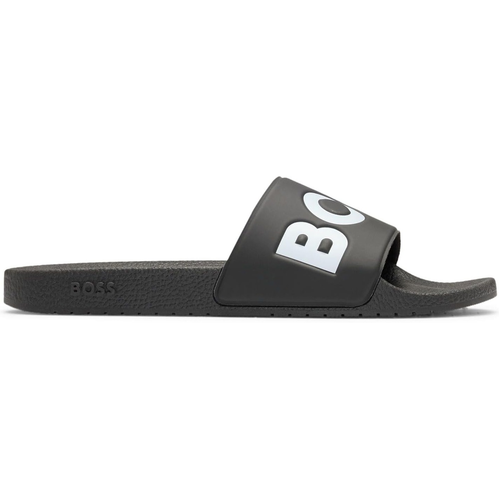 image:imageBOSS Herren Aryeh Slid In Italien gefertigte Slides mit groem LogoDetail GreBlack
