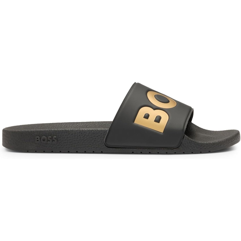 image:imageBOSS Herren Aryeh Slid In Italien gefertigte Slides mit groem LogoDetail GreBlack7