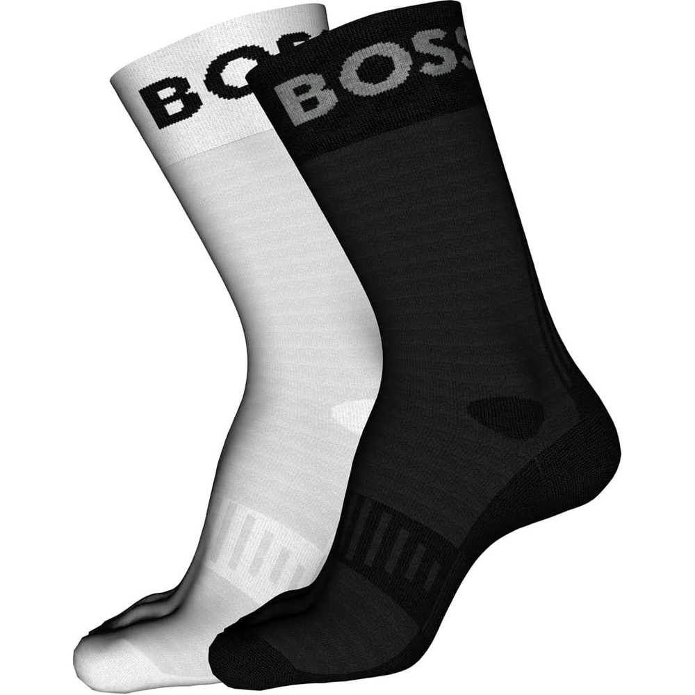 image:imageBOSS Mens 2pack Bold Logo Solid Cotton SocksBlank White  Deep Black