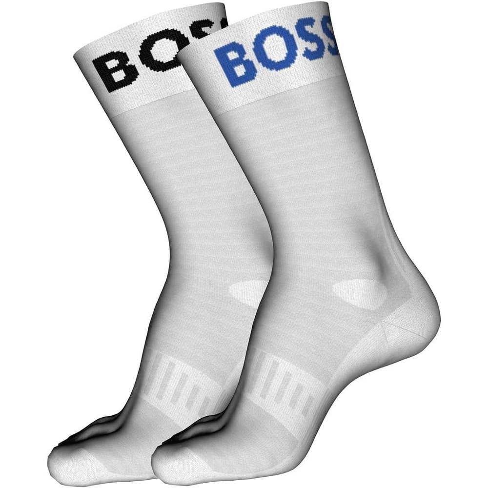 image:imageBOSS Mens 2pack Bold Logo Solid Cotton SocksBlank White  Sky Captain  Blank White  Artificial Sky