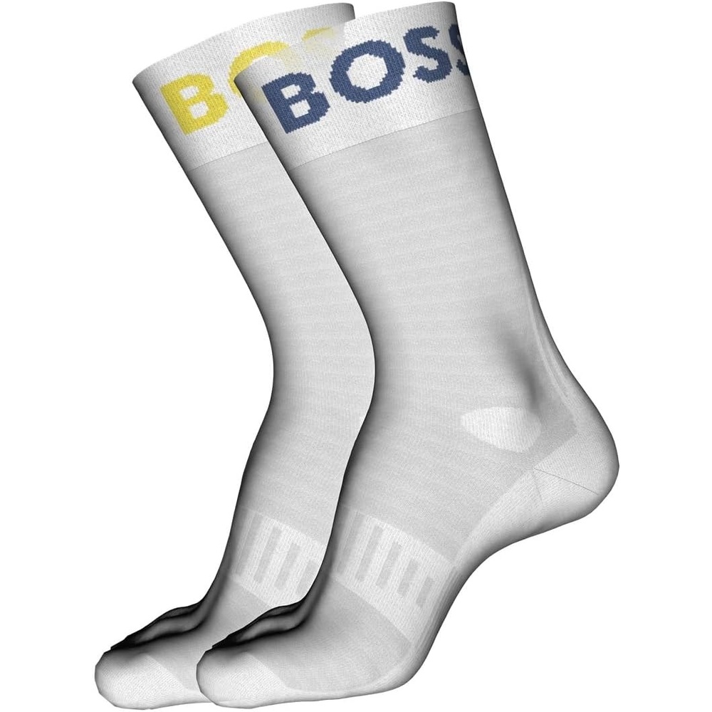 image:imageBOSS Mens 2pack Bold Logo Solid Cotton SocksWhite CloudWhite Cloud