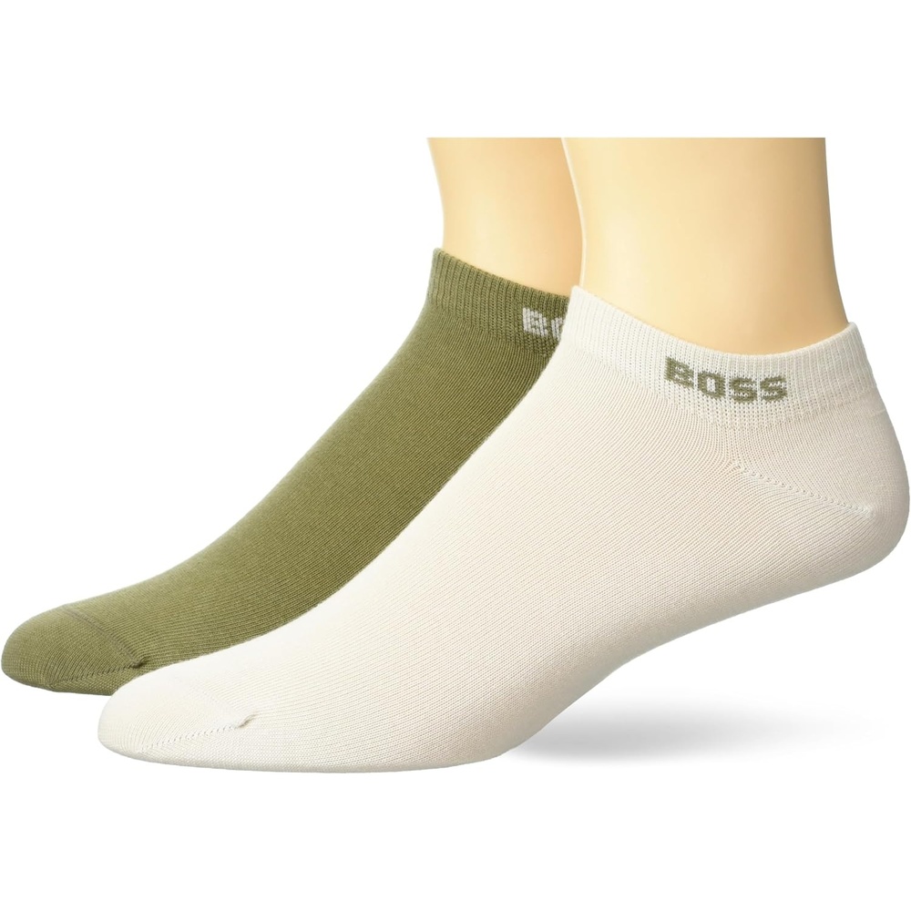 image:imageBOSS Mens 2pack Solid Cotton Ankle SocksArtichoke Green  Light Pistachio