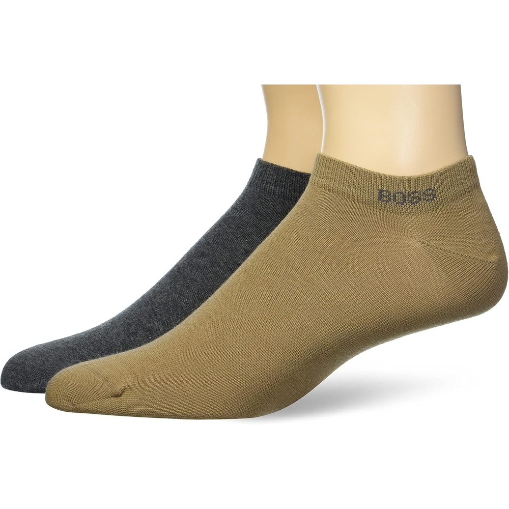 image:imageBOSS Mens 2pack Solid Cotton Ankle SocksCementCamel